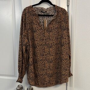 BloomChic Tan and Black Leopard Print Blouse
